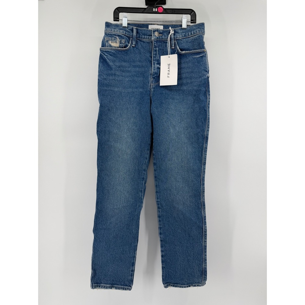 Frame Le Sylvie Slender Straight Jeans 27 Womens Blue High Rise Golden Road NWT
